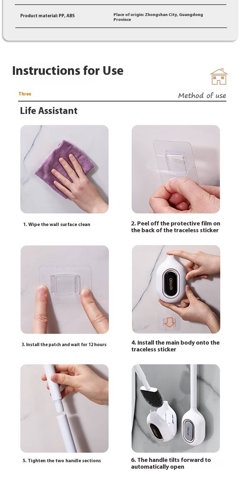 Toilettenbürste aus Silikon mit Zitronenduft-Pad – Wandmontage, 360°-Tiefenreinigung, hygienisches und geruchsfreies Badezimmer-Essential (Graugold/Schwarzgold)_voghion.com