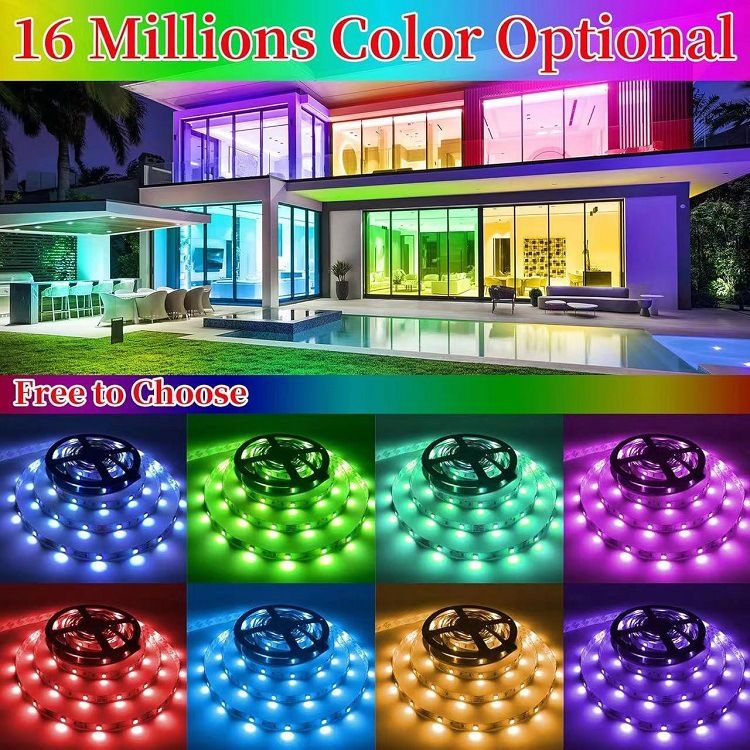 24 V Smart RGB LED-Lichtstreifen mit Bluetooth und 44-Tasten-IR-Fernbedienung – 16 LEDs/m, 3535 SMD, 10 lm/Diode, Musiksynchronisation, CE-zertifiziert (10 m/15 m/20 m/30 m/40 m)_voghion.com