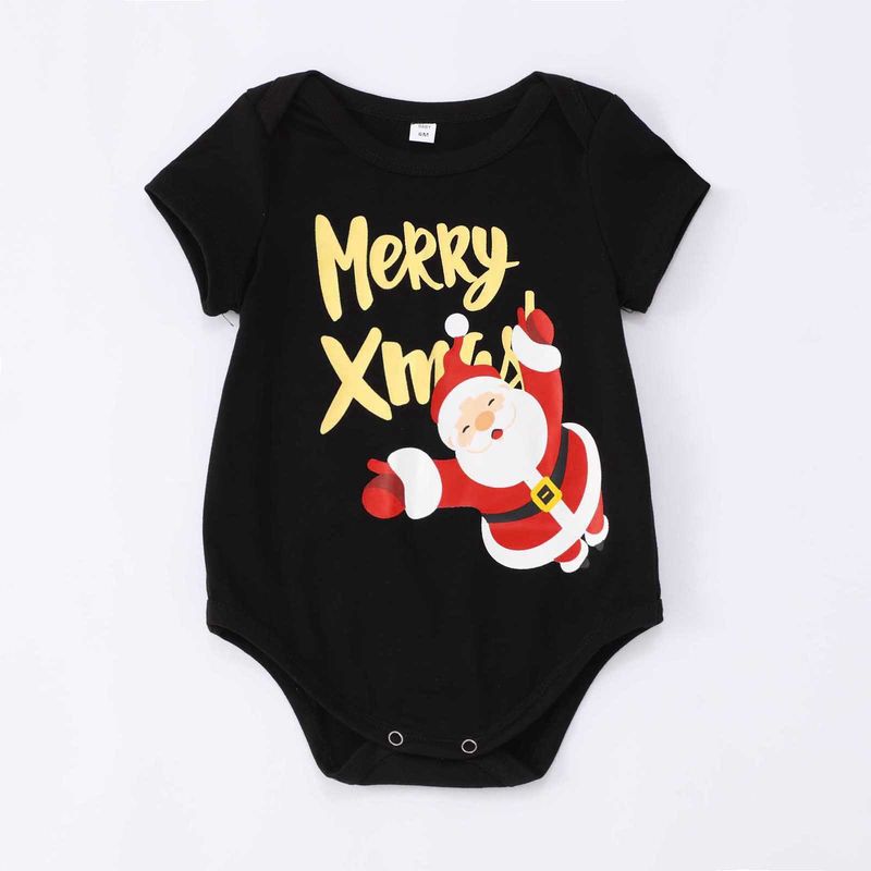 Christmas Family Matching Pajama Set – Santa Print Short-Sleeve Cotton Loungewear For Parents & Kids_voghion.com