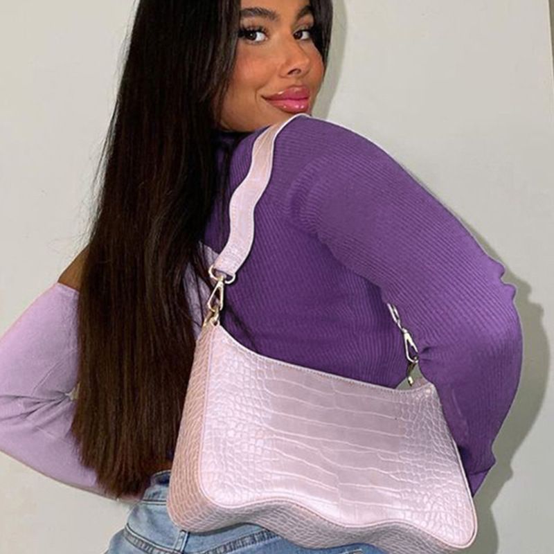 Abbigliamento Donna nuovo top monospalla con cuciture a contrasto a maniche lunghe con ombelico scoperto_voghion.com