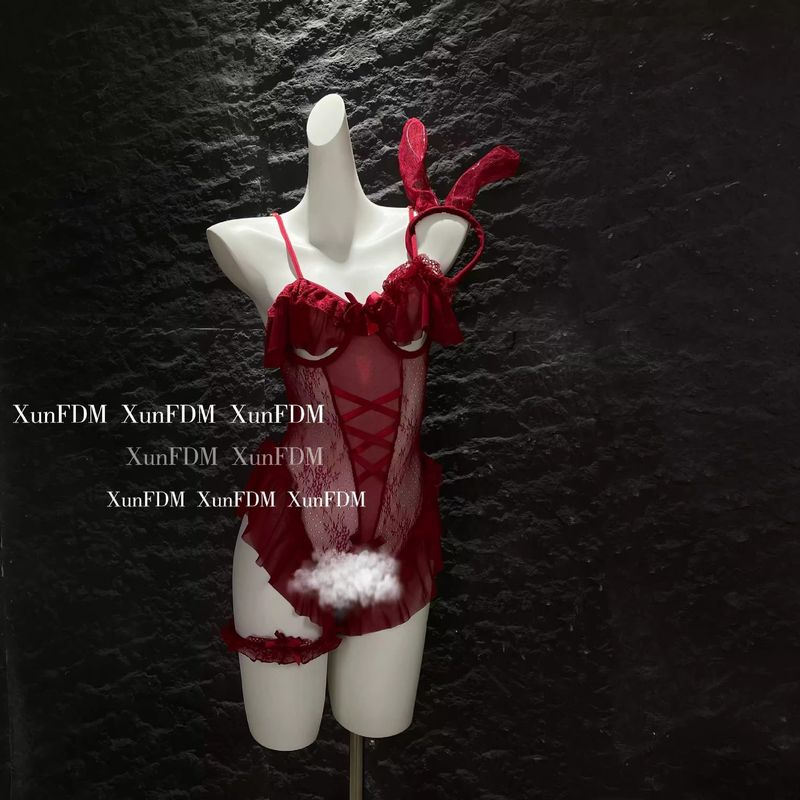 luckyqqyp Huan Ye Lingerie Tentazione Body Sexy Coniglietta Ragazza Cavallo Aperto Trasparente Indumenti da Notte Non Rimovibili Set Uniforme 0045_voghion.com
