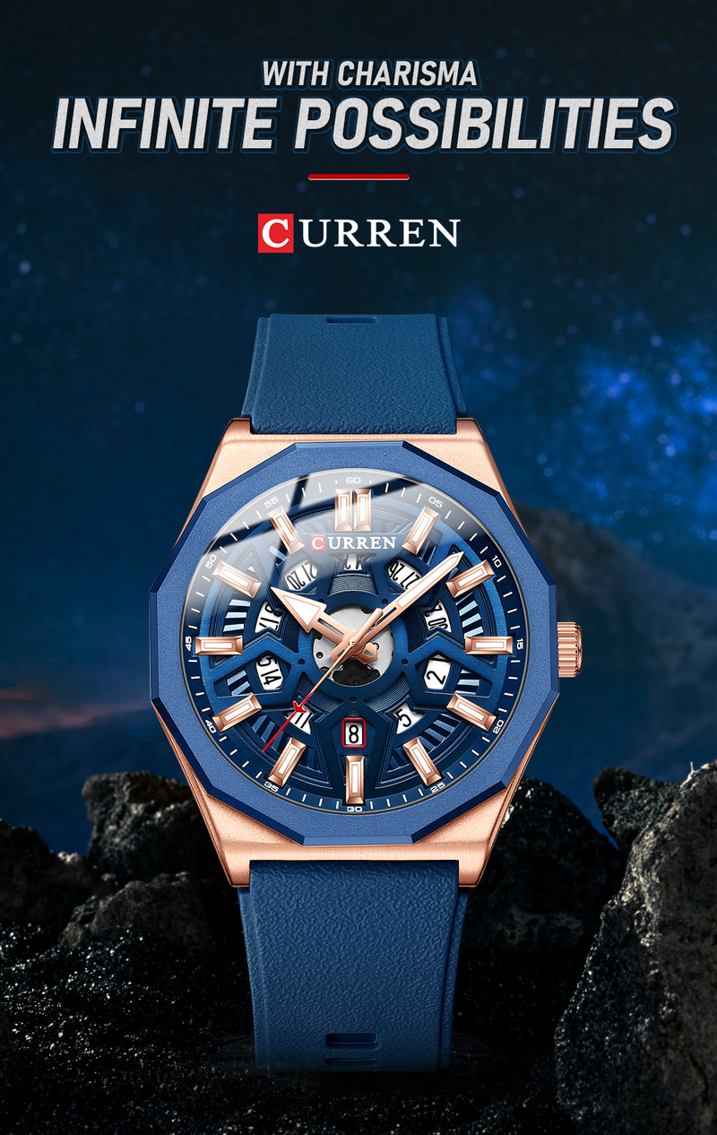 Orologio da uomo sportivo casual al quarzo impermeabile in gel di silice per uomo con data automatica e lancette dell'orologio 8437_voghion.com