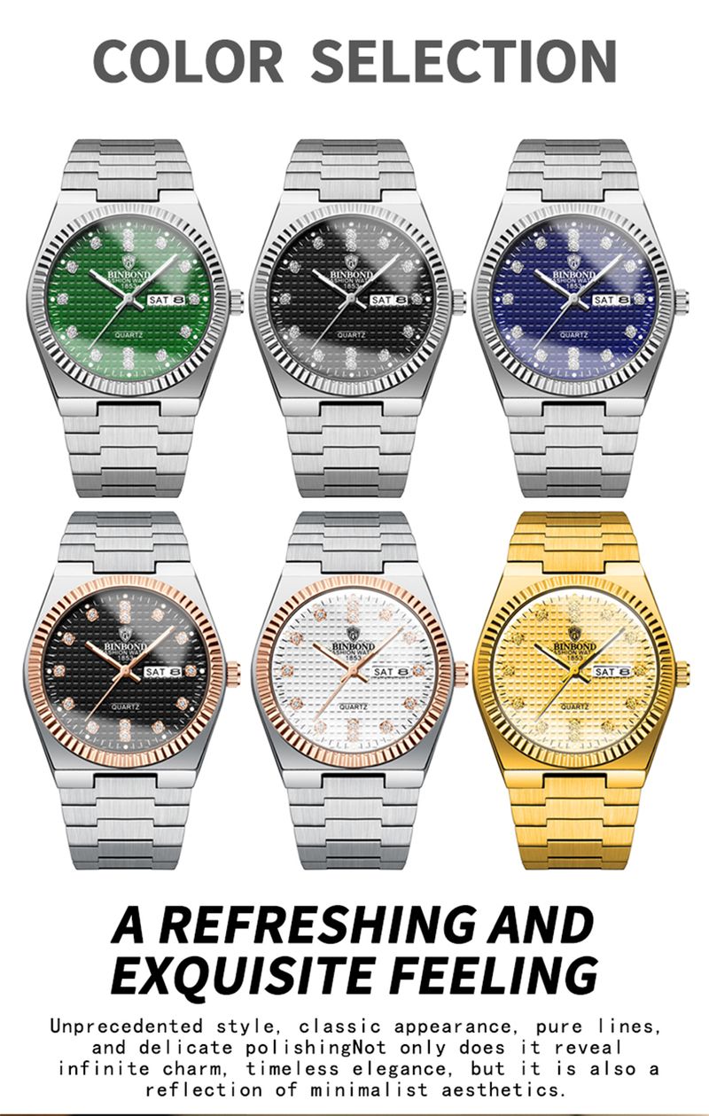 Top Luxury Man Watch Waterproof Stainless Steel Men Wristwatch Luminous Date Week Fashion Business Quartz Men's Watches_voghion.com