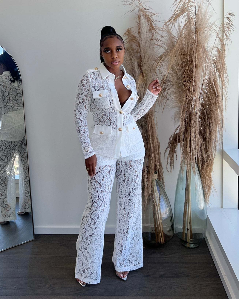 Women's Autumn Fashion Hook Lapel Long Sleeve Pants Suit_voghion.com