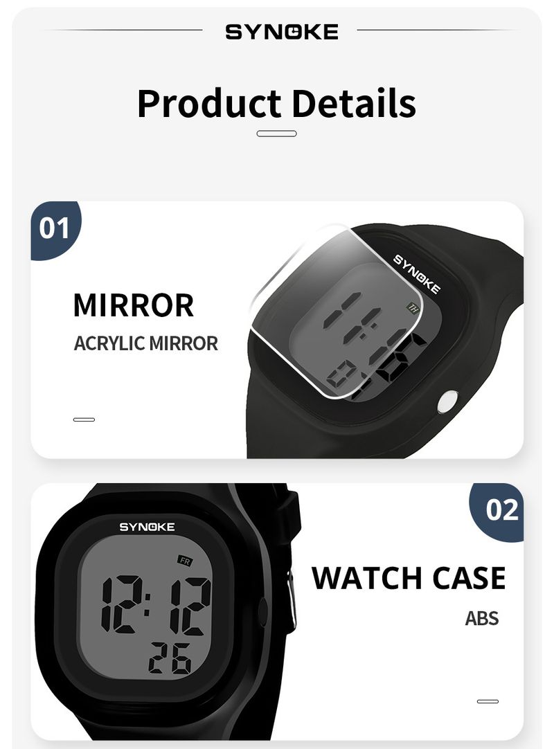 SYNOKE Jelly versión coreana estudiante masculino y femenino reloj electrónico femenino impermeable colorido luminoso silicona reloj electrónico pareja deportes_voghion.com