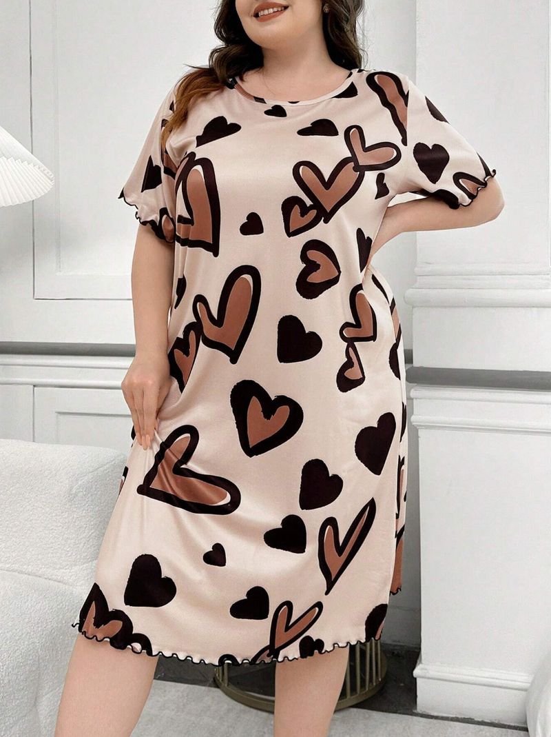 Nachtwäsche für Damen, modische Heimkleidung, Pyjama, Nachthemd, Kleid, kurzärmeliges T-Shirt-Kleid für Damen_voghion.com