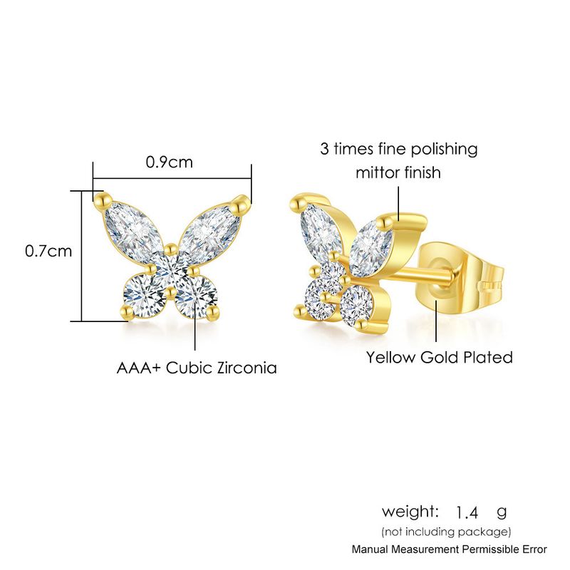 Orecchini unisex a farfalla con zirconi per donna, orecchini piercing versatili, orecchini alla moda e di grande vendita_voghion.com