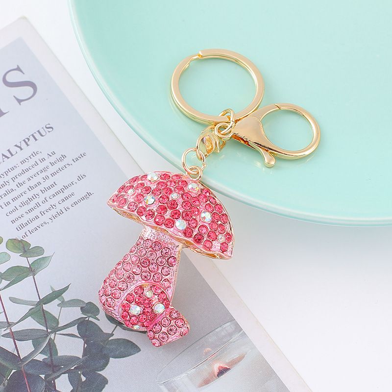 Exquisite High-End Crystal With Inlaid Diamonds Alloy Colorful Small Mushroom Unisex Backpack Pendant Keychain_voghion.com