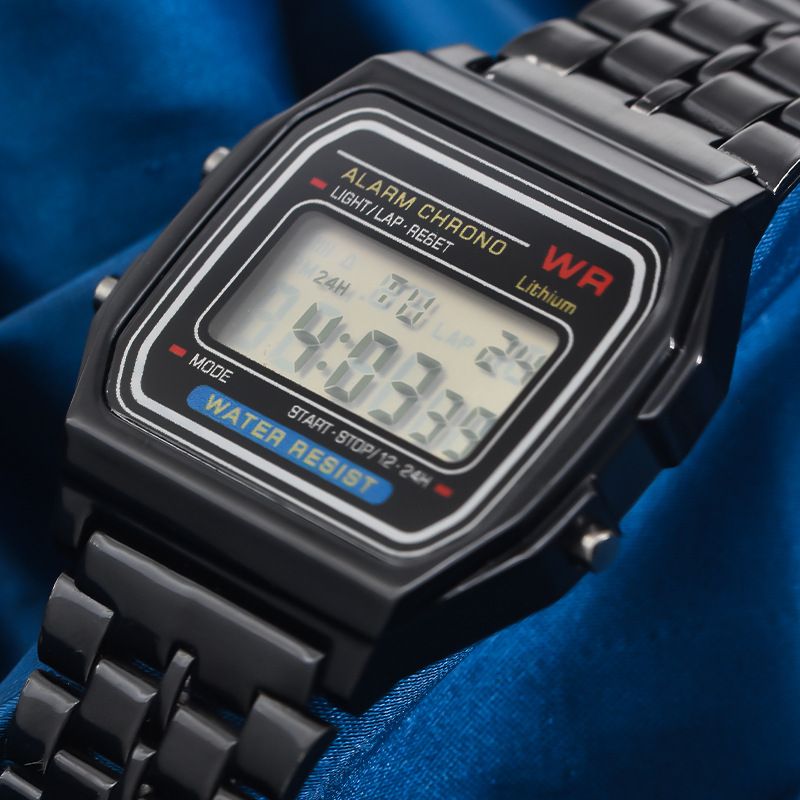 Stalen band horloge Dameshorloge Heren zakelijk horloge Multifunctioneel Led digitaal sporthorloge Elektronische klok_voghion.com