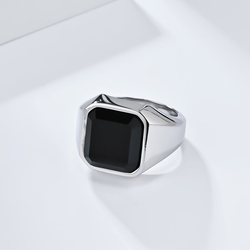 Gioielli da uomo, stile leggero e lussuoso, anello in acciaio inossidabile con gemma artificiale, gioiello in acciaio al titanio, gioiello da mano King Feel_voghion.com