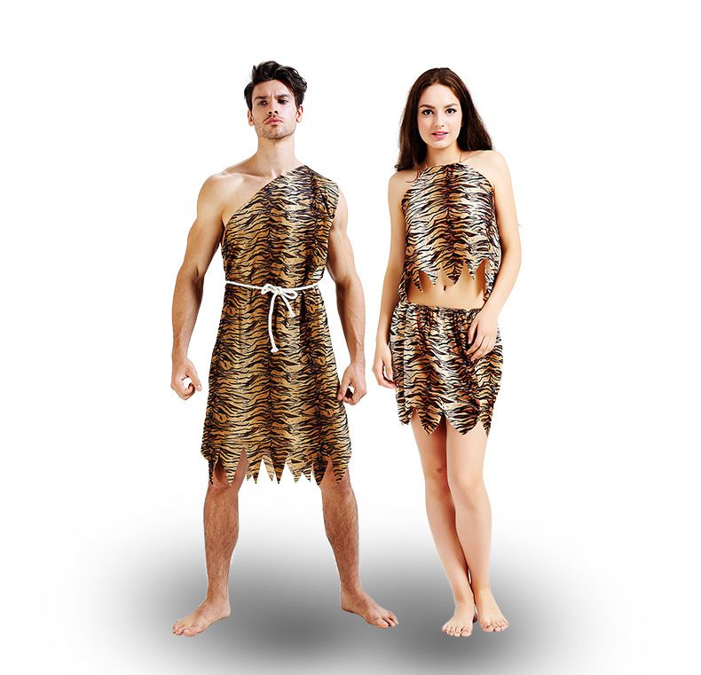 Western Modern Indigenous Couple Tiger Skin Savage Primitive Outfits Funny Performance Costumes_voghion.com