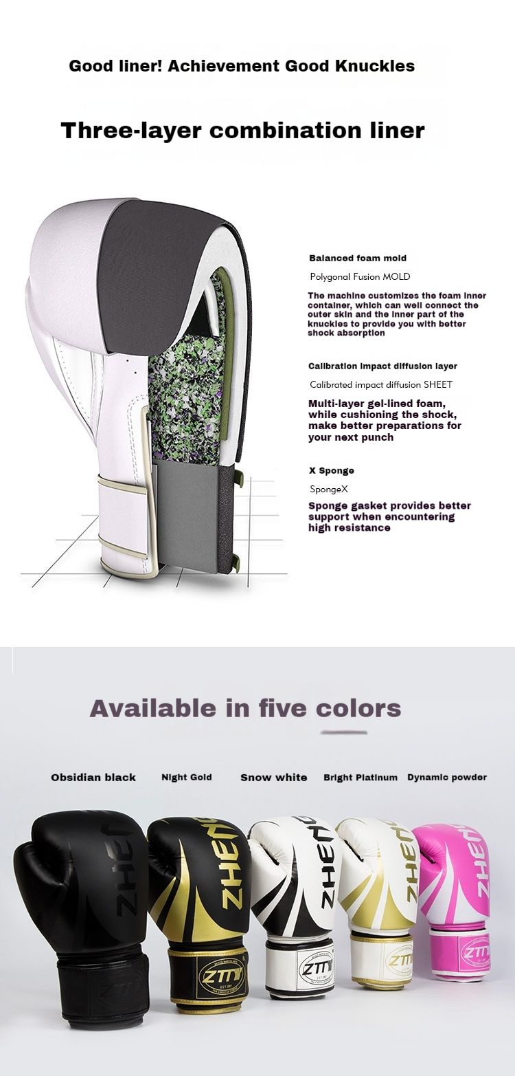 Adult Tear-Resistant PU Boxing Gloves with Rubber Inner Lining_voghion.com