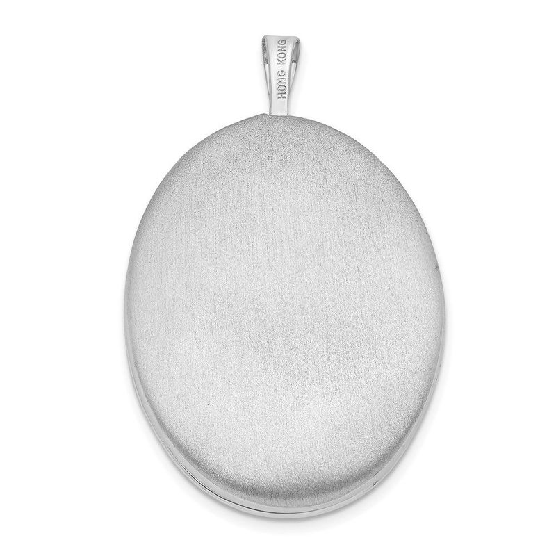 Sterling Silver Rhod-plated Textured & Polished Paw Print 26mm Oval Locket_voghion.com