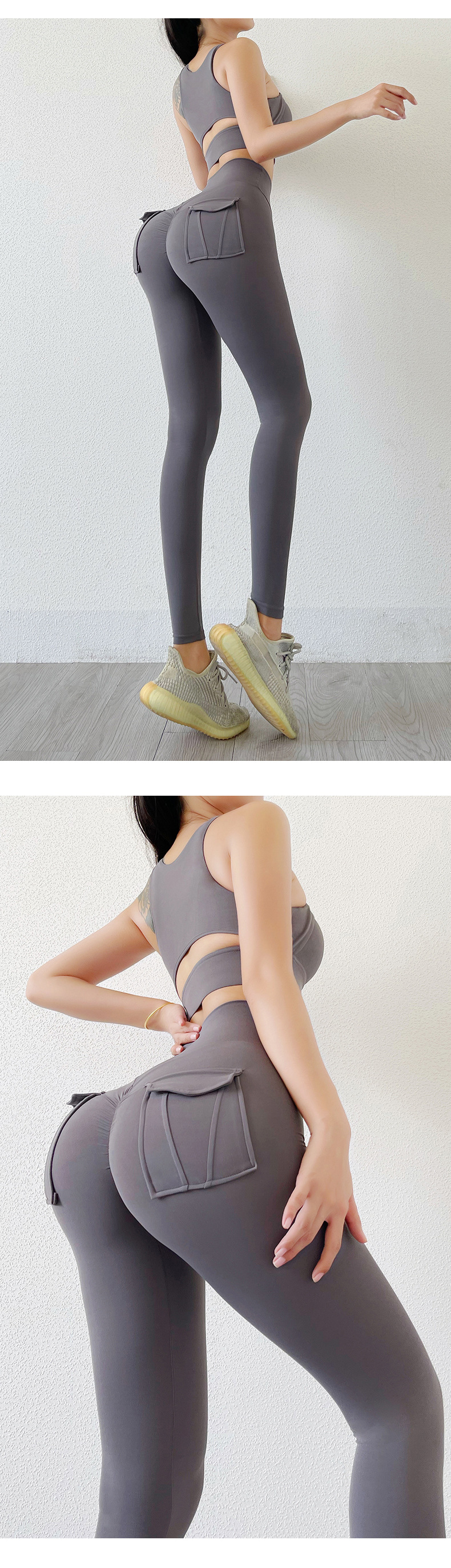 Women's Nude High-waist Butt-lifting Yoga Pants For Women With Pockets Sports Tights Chrysanthemum Fitness Pants_voghion.com