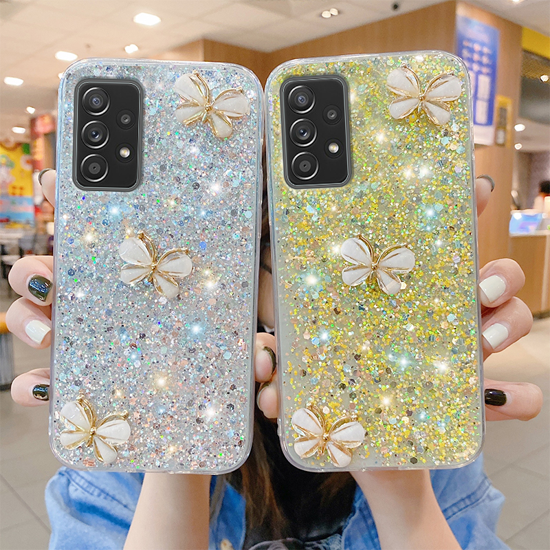 3D Kelebek Simli Payetler Yumuşak Silikon Kılıf Xiaomi POCO X3 NFC M3 F3 X2 Mi 10T Lite Mi 11 Redmi Note 7 Arka Kapak_voghion.com
