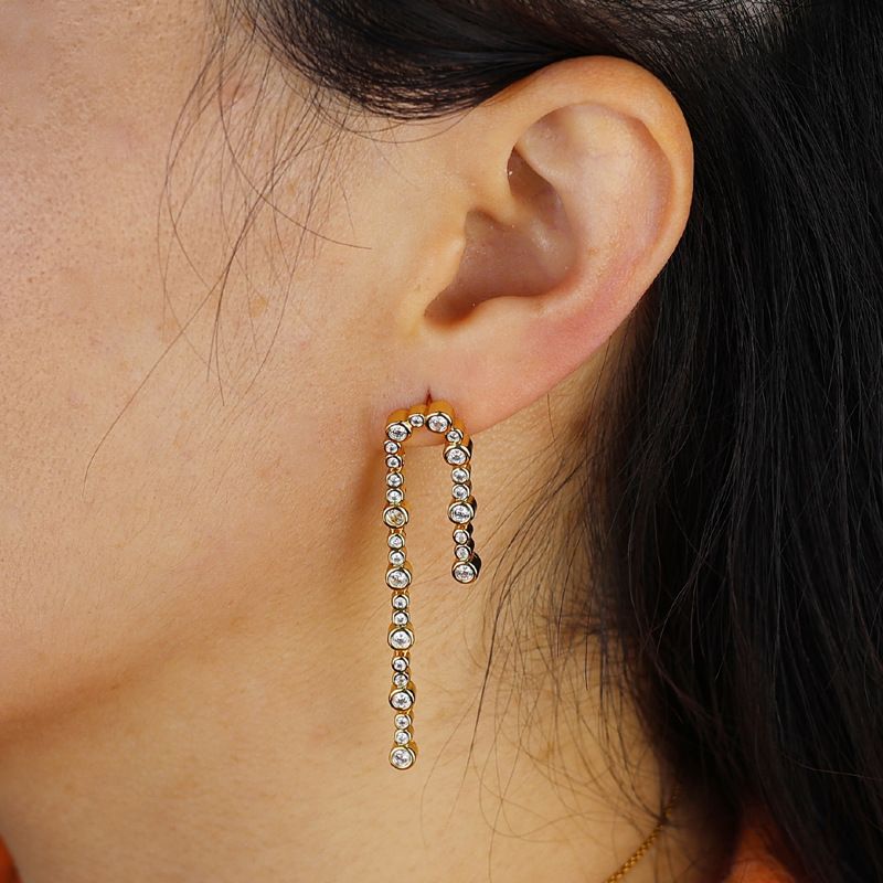 Gioielli da donna eleganti orecchini pendenti con nappe e strass di cristallo, orecchini pendenti lunghi, design geometrico, argento e oro, regali di lusso per gli amici_voghion.com