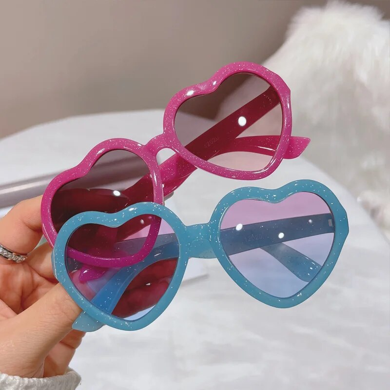 Simpatici cuori color caramella occhiali da sole per bambini bambini retrò rosa cartone animato occhiali da sole montatura ragazze ragazzi occhiali da sole per bambini UV400_voghion.com