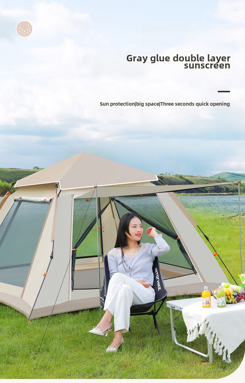 Tente de camping extérieure portable pliable et automatique pour parc sauvage, pique-nique sur la plage, camping sous la pluie_voghion.com