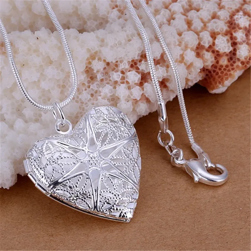 Collar con colgante de marco de fotos de plata de ley, cadena de serpiente de 45,7 cm, 50,8 cm y 60,9 cm, para mujer, joyería de moda para bodas, novedad de 2025._voghion.com
