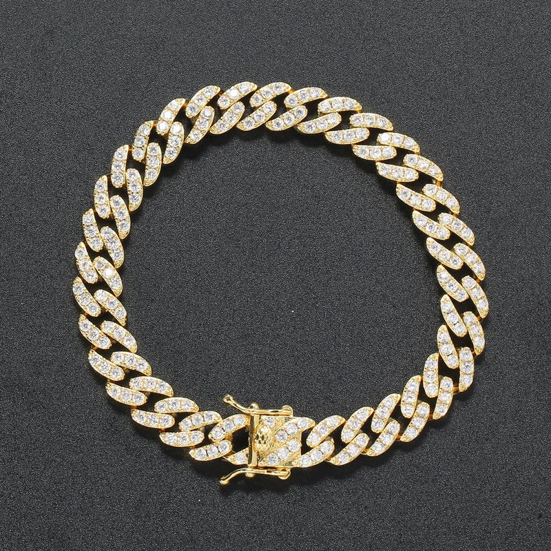 8mm Three Chain Copper Micro Pave Zircon Cuban Women's Hip Hop Bracelet_voghion.com