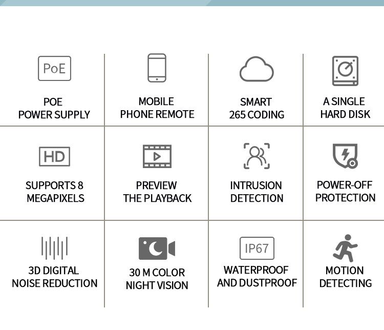 Sikkerhedskameraer PoE Overvågningskamera 16 Hjem Udendørs Vandtæt High Definition Sikkerhedsudstyr_voghion.com