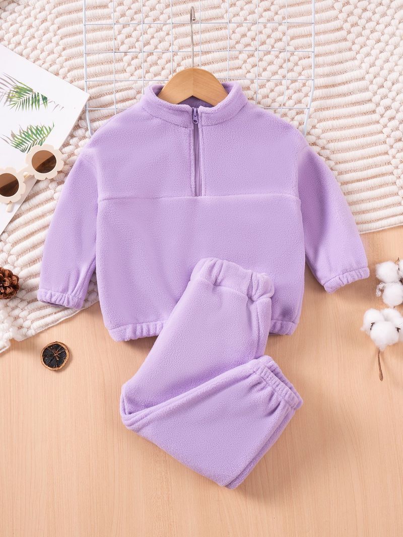 Ensemble polaire pour bébé garçon, pull demi-zippé, chaud, deux pièces, version coréenne, pour garçons et filles de 1 à 6 ans, automne et hiver_voghion.com