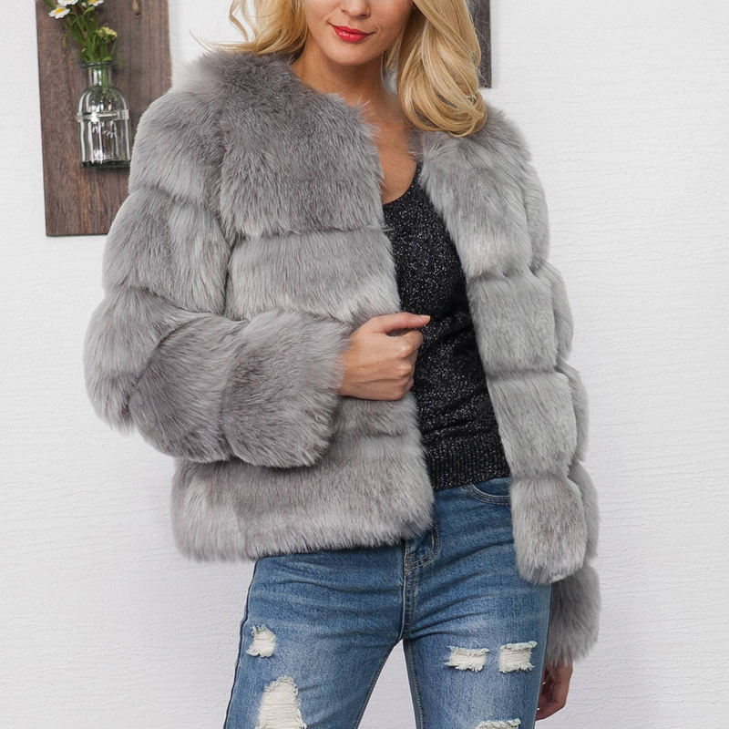 Damenbekleidung Mode lässig Damen kurze Pelzjacke Top Damen Cheng Juan Plüschjacke_voghion.com
