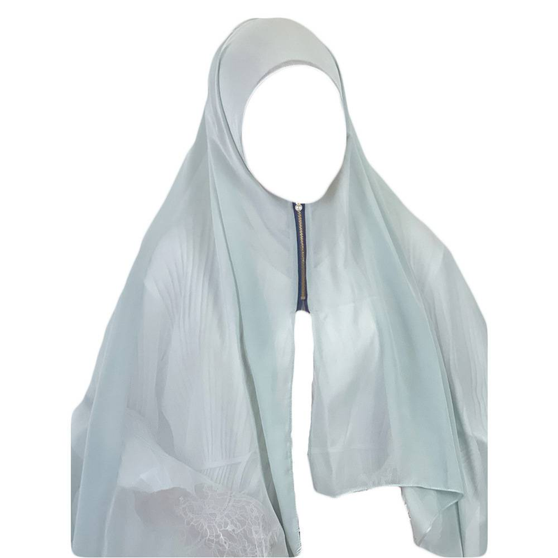 Hijab pour femme, écharpe multicolore de couleur unie, écharpe en mousseline de soie avec fermeture éclair et perles, écharpe longue du Moyen-Orient_voghion.com