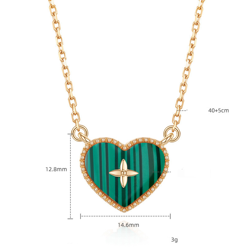 Collana in quarzo rosa con ciondolo a forma di cuore in argento S925 con ciondolo rosa a forma di cuore impilabile, stile Ins_voghion.com