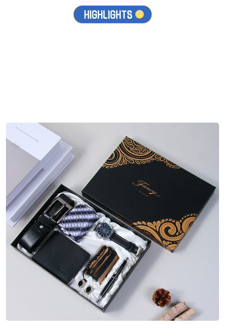 Herrenuhren Herren Business Uhr Gürtel Geldbörse Herrentag Souvenir Praktisches kleines Geschenk Valentinstag Geschenkset_voghion.com