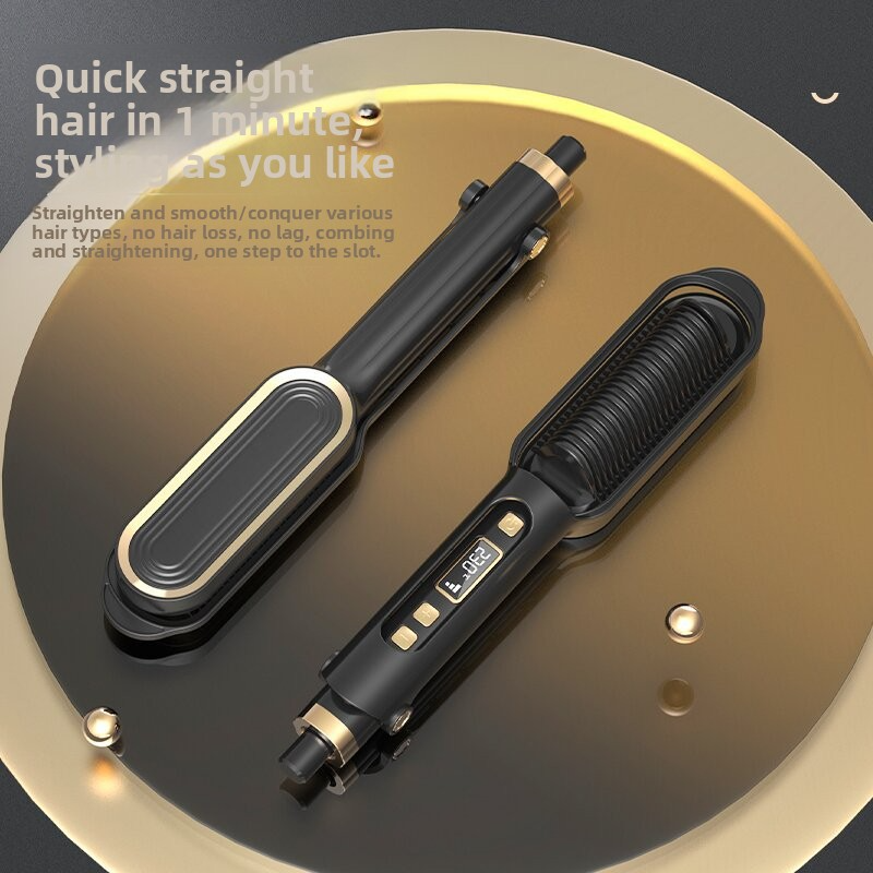 Piastra per capelli 2 in 1, spazzola e ferro arricciacapelli - Styling senza sforzo per le giornate pigre (delicato sui capelli, riscaldamento rapido con clip per una tenuta perfetta)_voghion.com