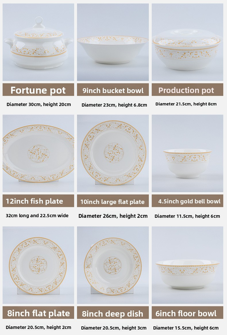 Bone Dinnerware Set – Luxury Handcrafted Round Bowls & Plates With Gold Trim (Microwave Safe Gift Box For Holidays & Weddings)_voghion.com