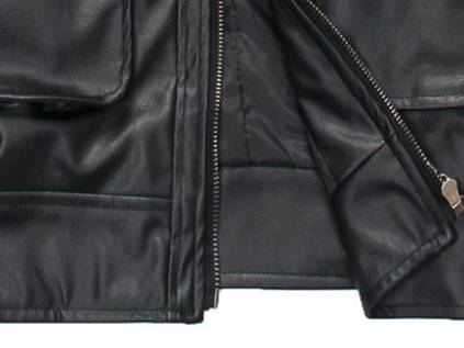 Veste courte en cuir PU coupe slim pour homme – Col montant élégant avec poches contrastées (M-3XL, noir, légère pour le printemps/l'automne)_voghion.com