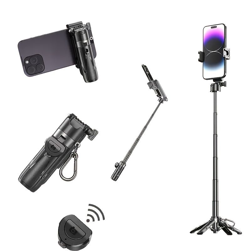 16 Inch Extendable Selfie Stick With Wireless Remote Control, Smartphone Tripod Tripod, 360 ° Rotation, One Click Expandable Tripod Stand_voghion.com