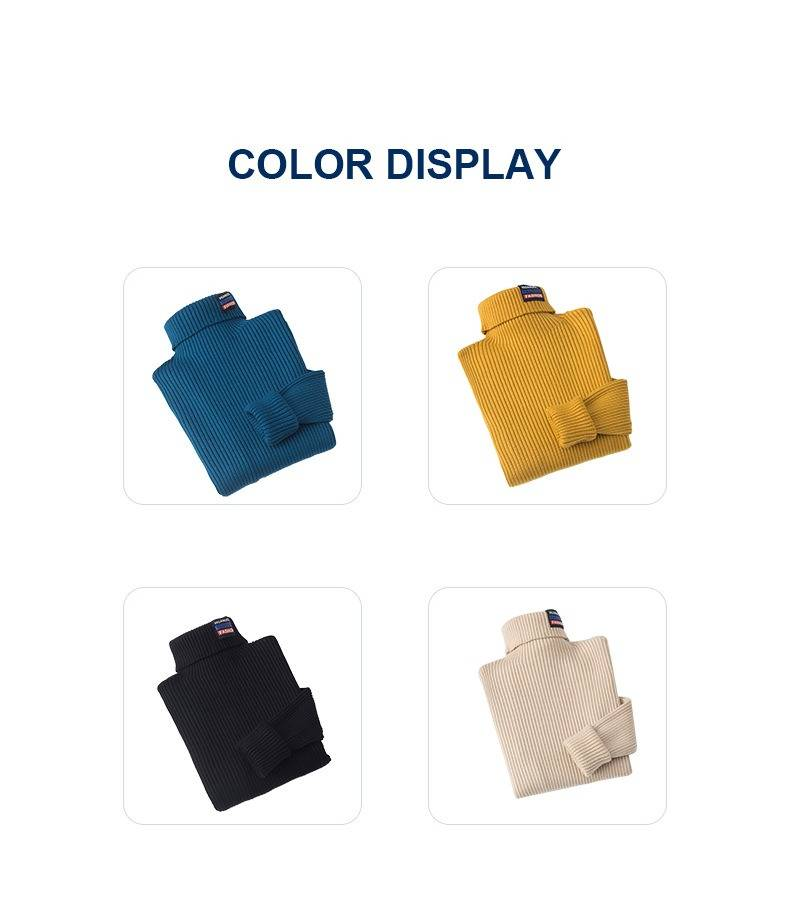 Maglione in maglia foderato in pile per bambini, pullover invernale a collo alto per bambini, top caldi e morbidi per bambini, tinta unita e stampa con lettere_voghion.com