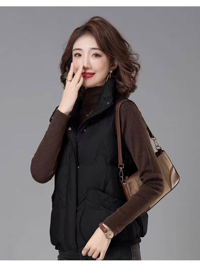 Gilet matelassé d'hiver pour femme avec motif 3D, veste matelassée légère, vêtement d'extérieur décontracté pour temps froid, manteau chaud doublé polaire (kaki, noir)_voghion.com