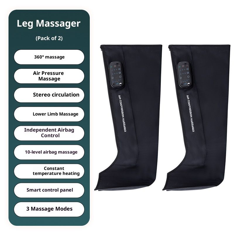 Wireless Air Compression Leg Massager With Heating & 5 Modes For Foot & Calf Pain Relief - Rechargeable & Portable_voghion.com