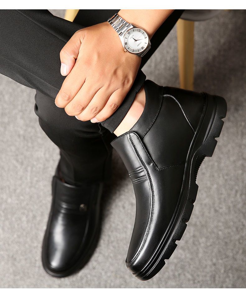 Bottes décontractées pour homme en cuir de vachette KL301-1 avec doublure en laine, noires. Choisissez votre taille et informez le vendeur._voghion.com