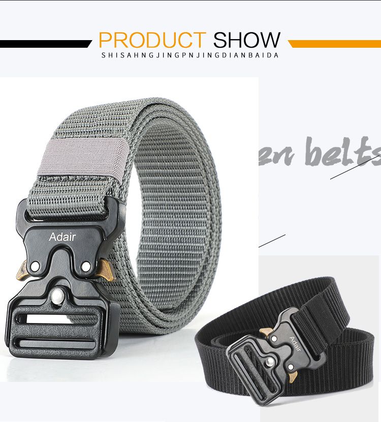 Ceinture en nylon tendance pour homme, sangle pour étudiant, tissu de taille militaire tactique, toile décontractée de haute qualité_voghion.com