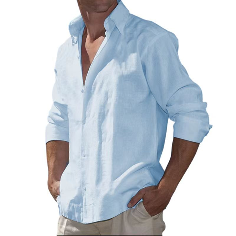 New oversized loose top, long sleeved open button men's shirt, multi-color lapel shirt_voghion.com