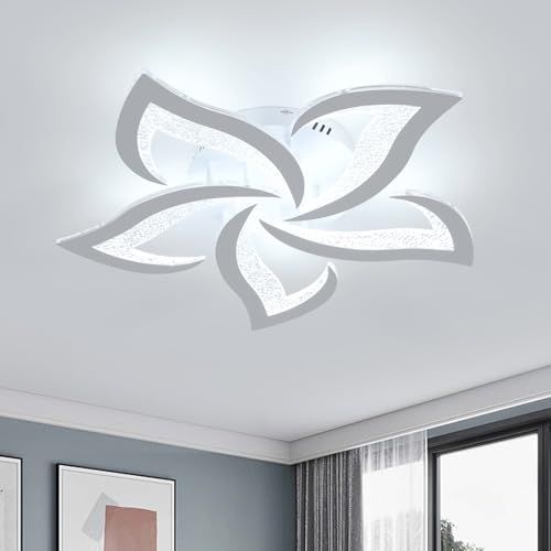 GOECO - 5-flammige Acryl-Deckenleuchte, Schwalbenschwanz-Design, 600 mm, 60 W, weiß, kaltweißes Licht 6000 K, 220 V, ideal für moderne und elegante Beleuchtung_voghion.com