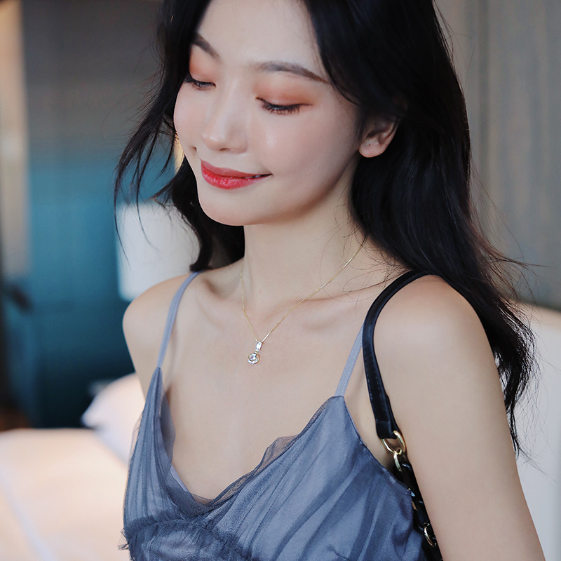 VENUS Sier Sterling Flash Collana con diamanti Fashio Cristallo Zircone Goccia d'acqua Ciondolo da donna Catena clavicola_voghion.com