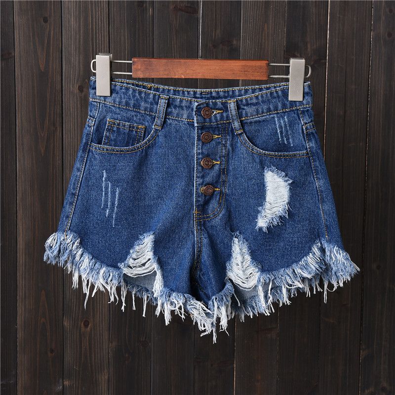 2025s 2025 Sommer-Jeansshorts mit ausgefranstem Saum für Damen, 1,68 m, Übergröße, hohe Taille, weites Bein, Hotpants, trendig_voghion.com