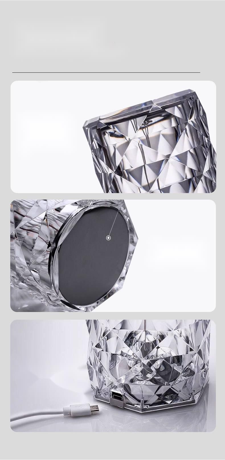 Rose Crystal Night Touch LED Kleine Bar Schlafzimmer Wohnzimmer Atmosphäre Tischlampe Wasserhahn Licht_voghion.com
