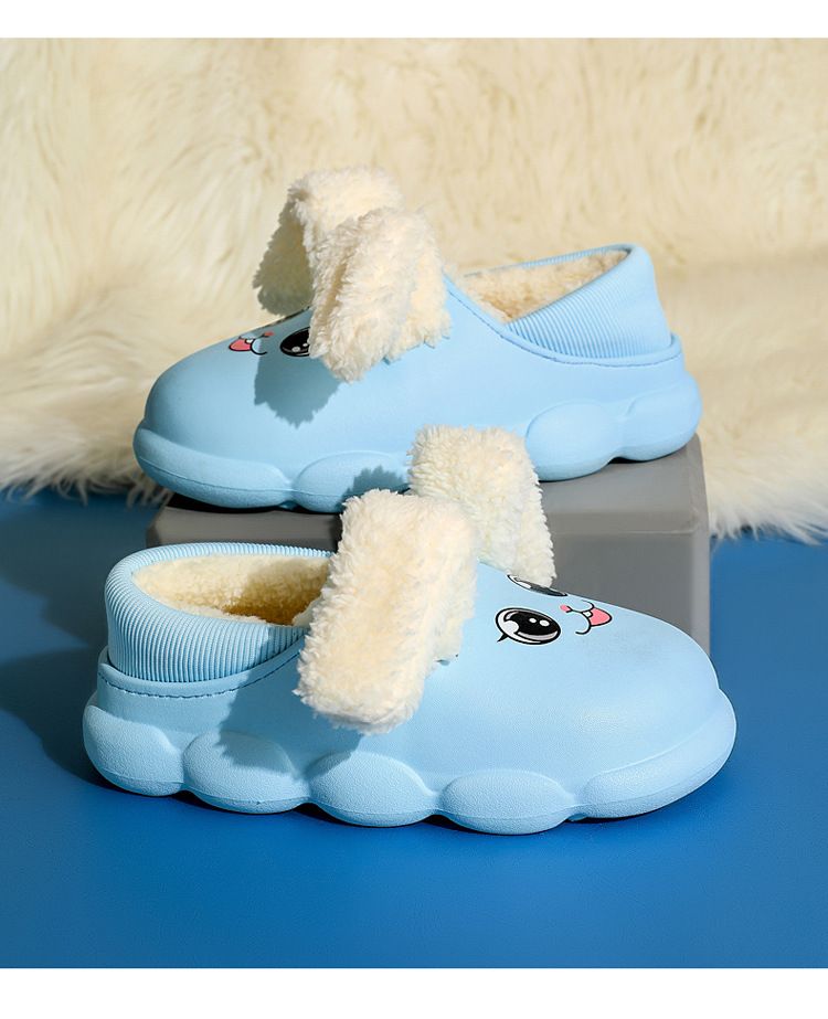 Kinderschuhe Kaninchen mit beweglichen Ohren Kinder-Baumwollpantoffeln Winter New Style Jungen Hausschuhe mit weicher Unterseite rutschfest Plus Samt Süße Mädchen_voghion.com