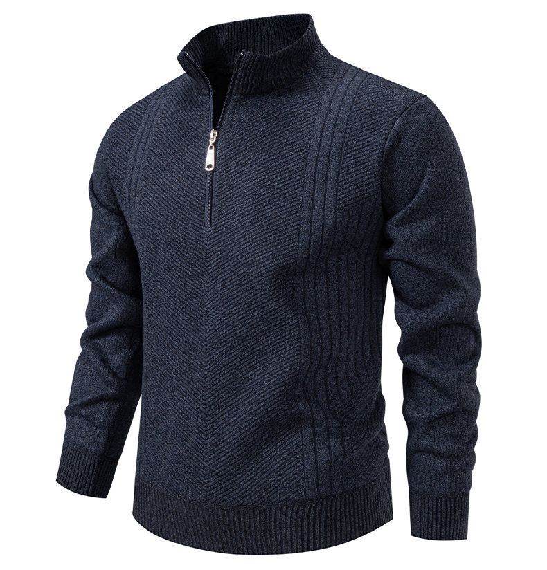 Herren Winter Strickpullover Jacke mit Stehkragen & Fleecefutter – Stylischer Casual Pullover für urbane Mode_voghion.com