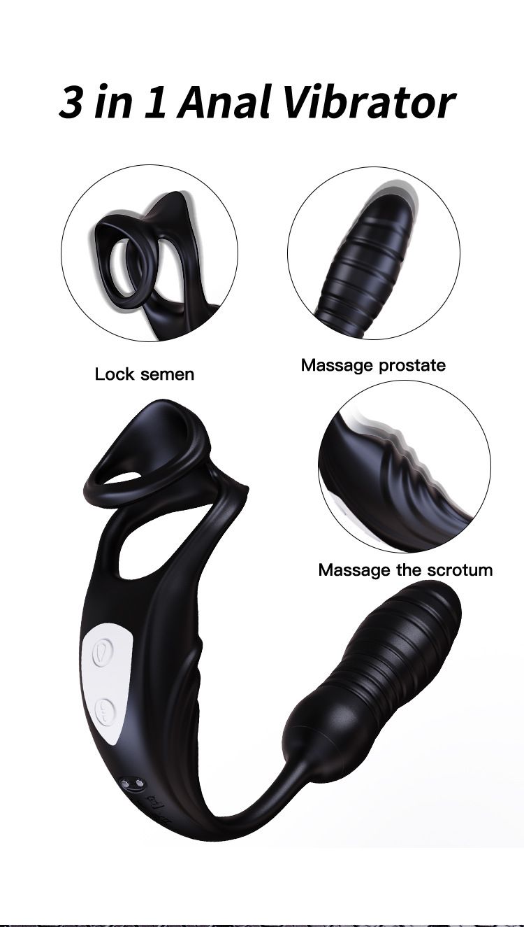 CHIJIANG New Telescopic Anal Plug Prostate Vibrator Massager Wireless Remote Control Double Ring Semen Lock_voghion.com