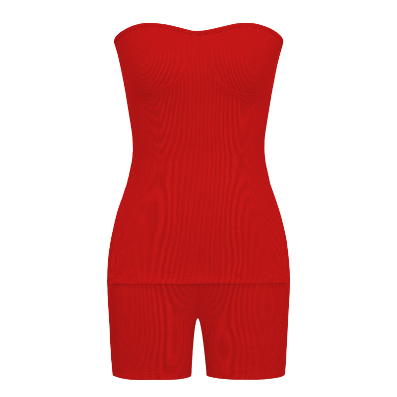 Women's knitted pit strip solid color fashion casual suit_voghion.com