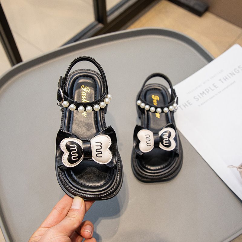 Sandali casual da bambina con suola morbida e fiocco, stile coreano, per bambini, con punta aperta, estate, principessa_voghion.com