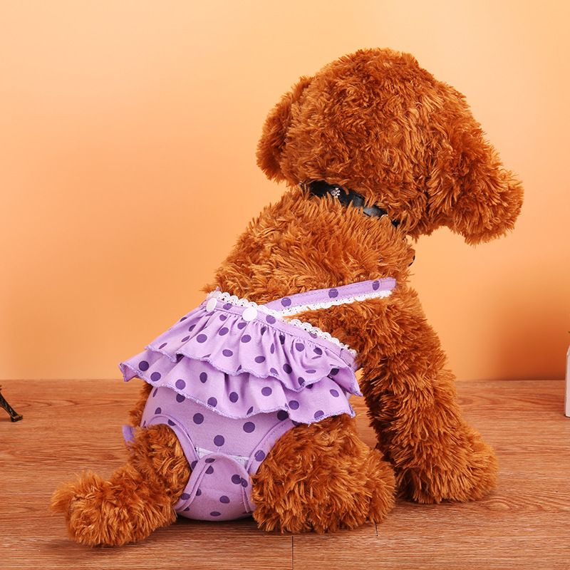Neu Pet Teddy Menstruations Polka Dot Rock Süße Hosenträger Hund Physiologischen Hosen_voghion.com